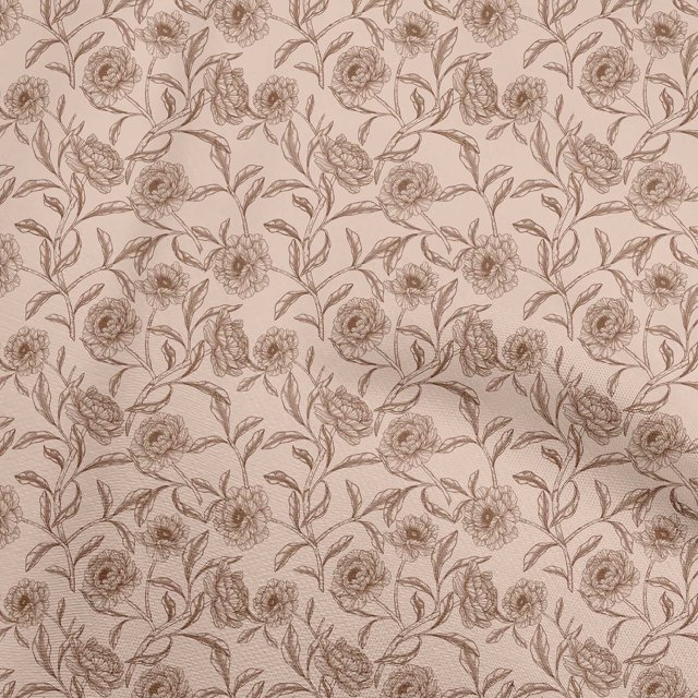 oneOone Polyester Spandex Peach Fabric Floral Craft Projects Decor Fabric Printed By The Yard 56 Inch Wide