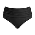 thumbnail image 4 of FYEGRE Women's High Waisted Bikini Bottom Tummy Control Ruched Bathing Suit Swim Bottom Black L, 4 of 5