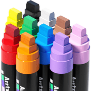 Arrtx 15mm Felt Tip Jumbo Painting Markers, Acrylic Paint Markers, 10 Pack Colored Graffiti Markers for Posters, Sign