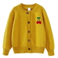 thumbnail image 2 of Zwiiyzr Girls Sweaters Kids Open Front Button Down Long Sleeve Knit Cardigans Sweater Cardigan Jacket 2-8Y Yellow, 2 of 3