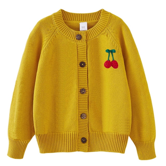 Cameland Cardigan Tricoté à la Main pour Filles, Col Rond en Coton, Veste Chandail pour Enfants