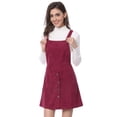 thumbnail image 1 of INSPIRE CHIC Robe Salopette Tablier Trapèze en Velours Côtelé à Bretelles pour Femme, 1 of 1