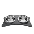 thumbnail image 4 of IH Casa Decor Bol Double En Acier Inoxydable Avec Stand Gris, 4 of 4