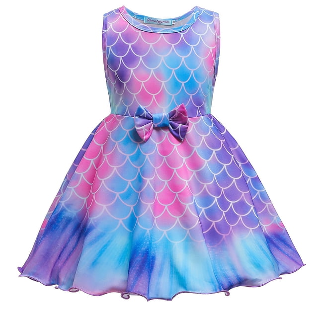 HAWEE Déguisement de Princesse Robe Courte Mermaid Princesse Tenue de Fête d'Anniversaire Cosplay pour Filles