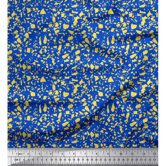 Soimoi Blue Poly Georgette Fabric Aboriginal Mosaic Printed Fabric 1 Yard 52 Inch Wide