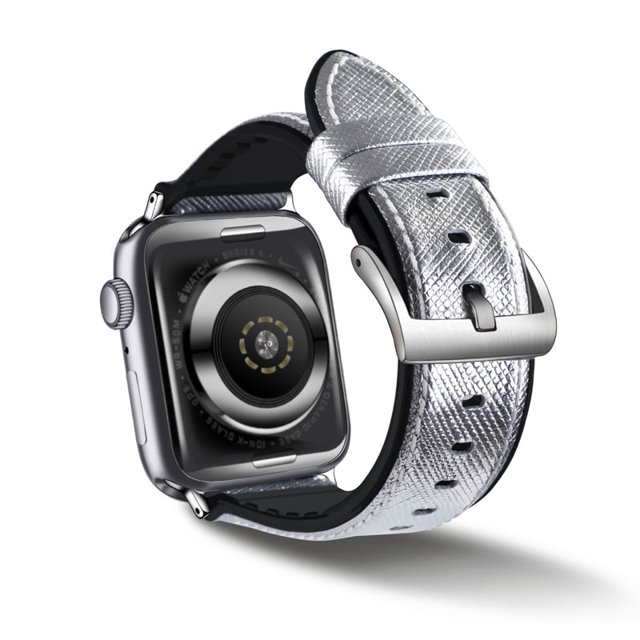 Bracelet de Montre en Silicone GJZP à Dégagement Rapide, Bracelets Réglables pour Apple IWatch Series SE/1/2/3/4/5/6 pour Femmes - Argent