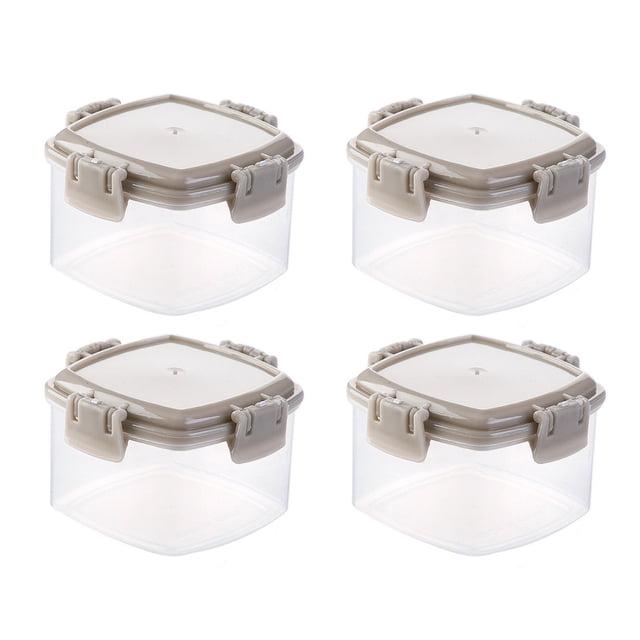 4 Piece Mini Square Transparent Seasoning Bottles Set With Secure Leakproof Lids For Organized Kitchen And Outdoor Picnic Food Storage
