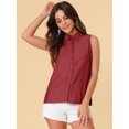 thumbnail image 3 of INSPIRE CHIC Chemise Sans Manches à Col Pointu à Simple Boutonnage pour Femme, 3 of 6