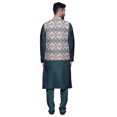thumbnail image 3 of Atasi Ethnic Dupion Silk Kurta Pyajama Set With Printed Nehru Jacket For Mens, 3 of 3