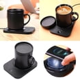 thumbnail image 1 of Coffee Mug Warmer & Mug Set Self Heating Mug With Wireless Smart Charging Mug With Lid 12oz For Desktop Home For Coffee Lovers Barrel Cup Acrylic Drinking Glasses Set Vacuum Insulated Coffee Mug, 1 of 3