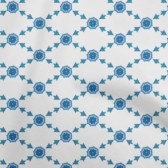 oneOone Rayon Teal Blue Fabric Block Fabric For Sewing Printed Craft Fabric By The Yard 56 Inch Wide