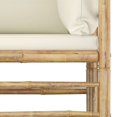 thumbnail image 3 of vidaXL 3 Piece Garden Lounge Set with Cream White Cushions Bamboo, 3 of 5