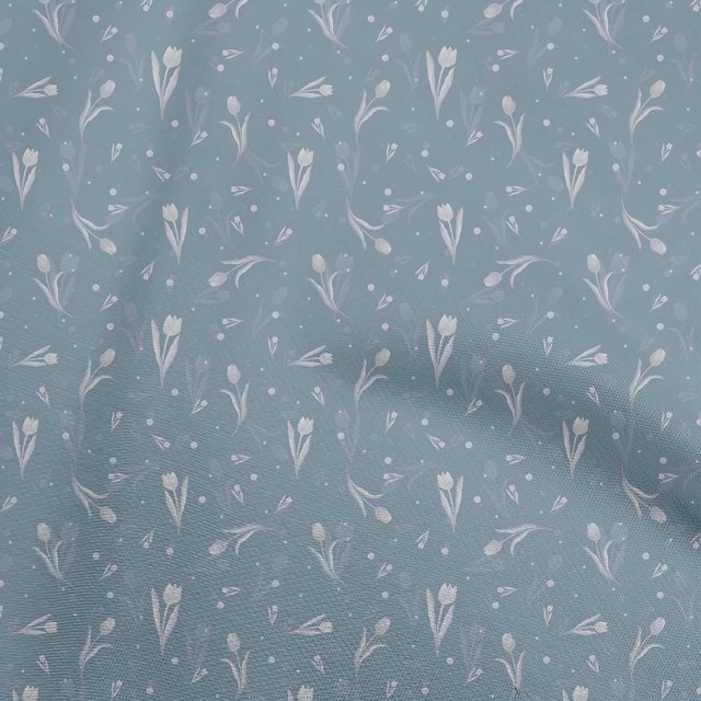 oneOone Cotton Jersey Dusty Blue Fabric Florals Sewing Craft Projects Fabric Prints By Yard 58 Inch Wide