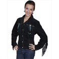 thumbnail image 1 of Scully L152-19-L Ladies Fringe & Beaded Leather Jacket - Black Boar Suede- Large, 1 of 1