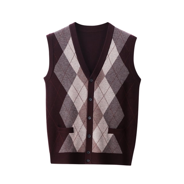 RKSTN Mens Sweater Vest Wool Blend Color Block Fashionable Sleeveless V Neck Button Up Cardigan Knit Sweater Minimalist Cardigan Spring Fall Versatile Coat Outfits