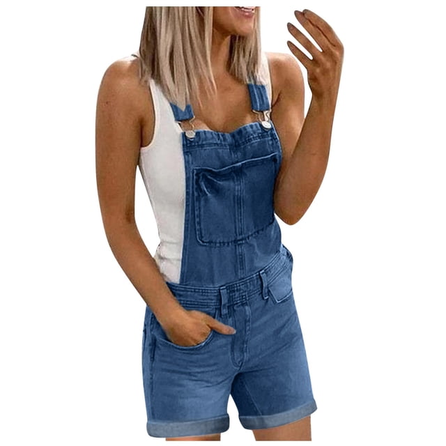 Kcodviy Salopette en Denim pour Femmes et Combinaison pour Femmes, Salopettes en Denim Lavé, Combinaison Décontractée pour Femmes, Salopette en Tissu, Combinaison pour Femmes à Col Roulé à Manches Longues