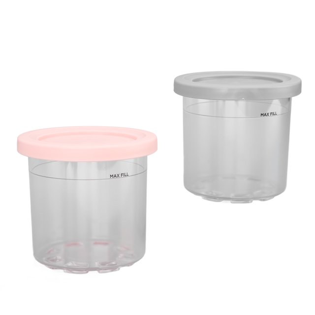 Ice Cream Container, 2 Pack 600ml Freezer Dessert Containers, Reusable Ice Cream Storage Cups with Lids, Compatible with NC299AMZ NC300s Series Ice Cream Makers, Dishwasher Safe