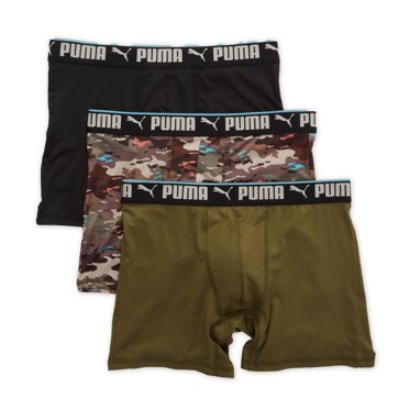Caleçon Boxeur à Imprimé Camouflage pour Homme Puma 15999 Sportstyle - Lot de 3 (Vert/noir/Camo S)