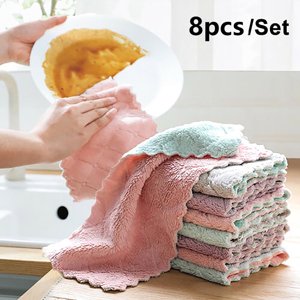 MVRLSH Nettoyage des coraux absorbants 8PCS Dish Rag essuie linge de toilette linge de maison cuisine propre nettoyage