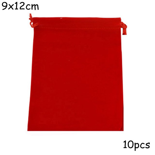 MYG 10 Drawstring Velvet Jewelry Bags Wedding Party Favor Gift Pouch Red