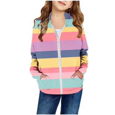 lcziwo Chandail à Capuchon à Fermeture Éclair pour Enfants, Chandail à Capuchon à Blocs de Couleur Arc-en-Ciel avec Poche, Chandail Décontracté à Enfiler à Manches Longues, Manteau Tendance, Mode, Vacances, Automne Hiver, Aubaines du Jour d'Aujourd'hui, Jaune, 5 Ans