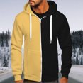 thumbnail image 2 of RKSTN Mens Hoodies Fall Winter Fashion Full Zipper Patchwork Color Sweatshirts Casual Sports Loose Drawstring Blouse Tops with Pockets, 2 of 6