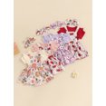 thumbnail image 3 of Gupgi Infant Girl Short Sleeve Ribbed Romper+Daisy Print Suspender Skirt+Headband 2PCS Summer Baby Outfits Set, 3 of 9