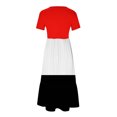 thumbnail image 4 of Tumotour Robe d'Été pour Femmes, Imprimée, Ample, Décontractée, à Manches Courtes, Col Ras du Cou, Ligne A, Évasée, Fluide, à Étages, Chemise, Maxi, Plage, Longue, 2025, Tenues Tendance avec Poches, 4 of 4