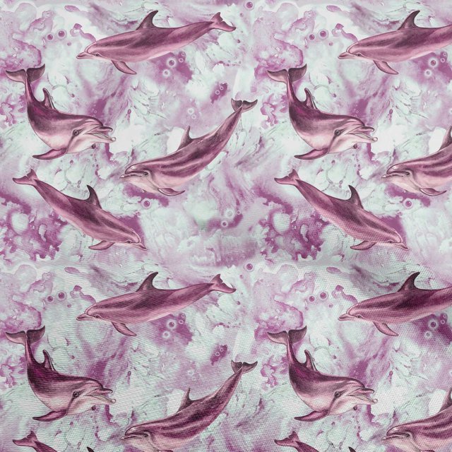 oneOone Rayon Pink Fabric Whale Craft Projects Decor Fabric Printed By The Yard 56 Inch Wide