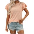 thumbnail image 1 of Pisexur Blouses d'Été Mode Femme Couleur Unie Col Rond Manches Courtes, Blouses Habillées Décontractées pour Femmes, Orange, 2TG, 1 of 4