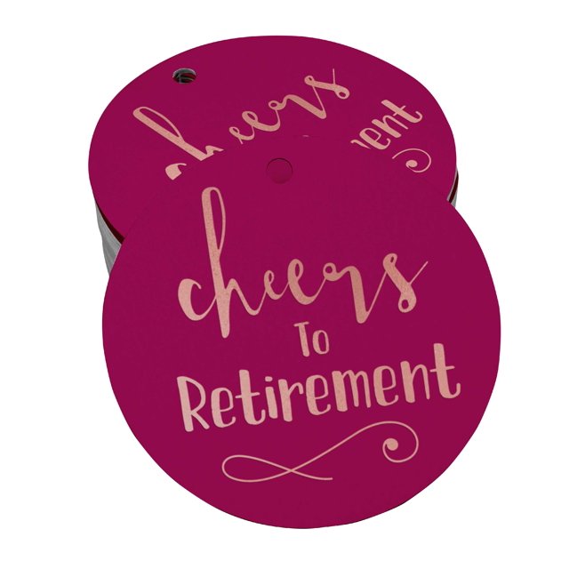 Inkdotpot Real Rose Gold Foil Cheers To Retirement Tags Favor Hang Paper Tags 50 Pieces