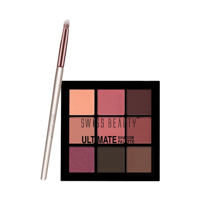 Swiss Beauty Ultimate Shadow Palette & Eyeshadow Brush Combo (2 Pcs)