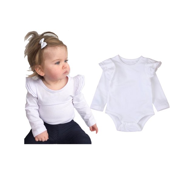 Newborn Baby Girl Boy Ruffled Long Sleeve Romper Solid Color Casual Bodysuit Spring Fall Clothes