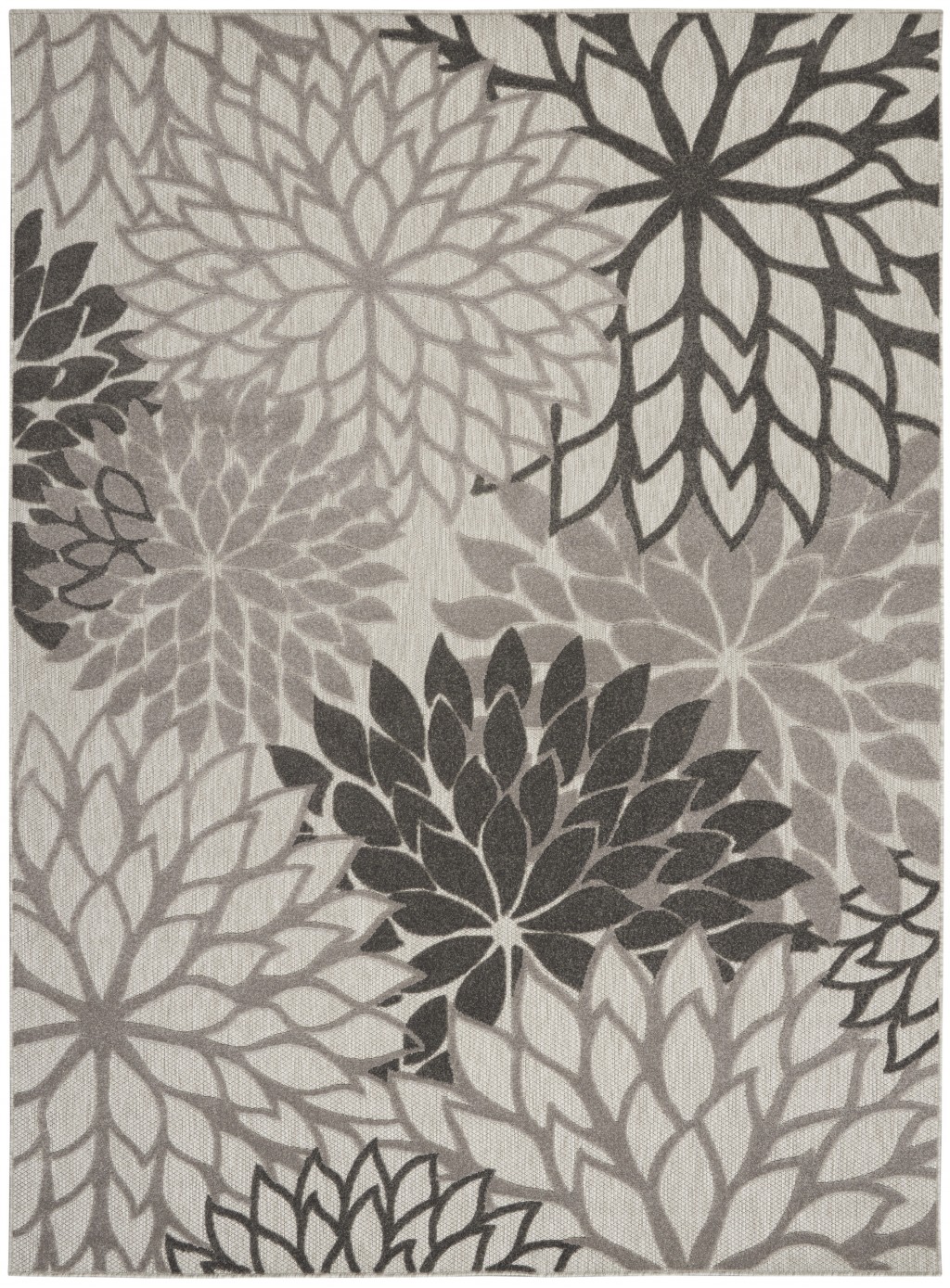 homeroots home decor 384706 7’ x 10’ Silver and Gray Indoor Outdoor Area Rug