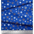 thumbnail image 2 of Soimoi Blue Silk Fabric Paw Dog Print Fabric by Yard 42 Inch Wide, 2 of 3
