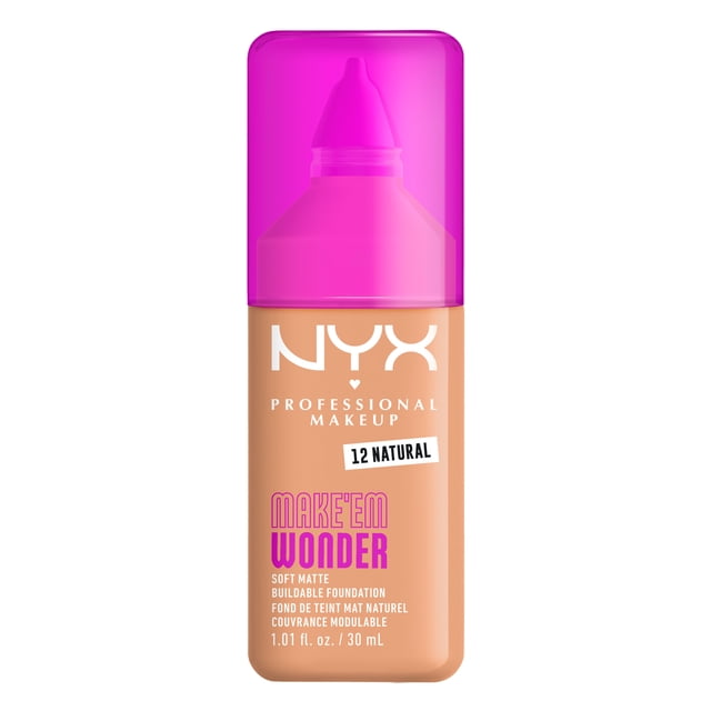 NYX Professional Makeup Make Em Wonder Fond de Teint Mat Naturel, Teinte: Natural