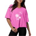 thumbnail image 1 of Blouses for Women Drop Shoulder Round Neck Oversized Crop Tops Workout Tops Tees, 1 of 1