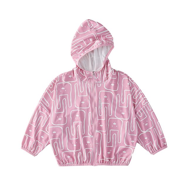 Kids Sun Protection Zip Hoodie Lightweight Long Sleeve Rash Guard with Hood Swim Cover Up Pink 3 Years-4 Years