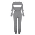 thumbnail image 5 of Posijego Ensemble Femme 2 Pcs Tenue Rayée Décontractée Manches Longues Col Ras du Cou Hauts Pantalons à Cordon Ensembles Détente P-5TG, 5 of 5