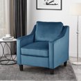 thumbnail image 2 of Milo Fauteuil Club en Velours Contemporain, Bleu et Brun Foncé, 2 of 8