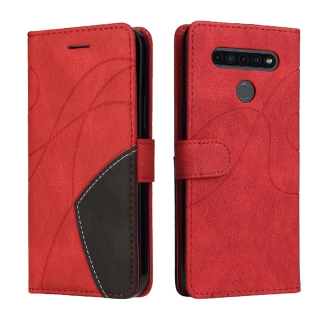 GANGXUN Flip Case for LG K41S/K51S – Leather Wallet Cover with Card Slots, Kickstand & Color Stitching Protective Folio