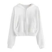 Gubotare Zipper Hoodies for Women Hoodies for Women Full Zip Up Cropped Sweatshirts Casual Hooded Pullover Sweaters Tops Fall Winter Clothes 2024 (White,S)