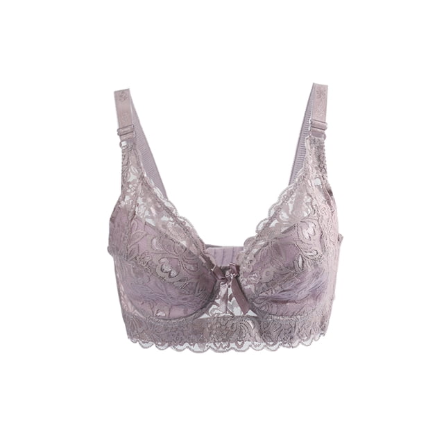 INSPIRE CHIC Women Full Cup Bras Breathable Comfort Floral Lace Full Coverage Non Padded Underwired Bra 40/90 Fit 38B/C Plum