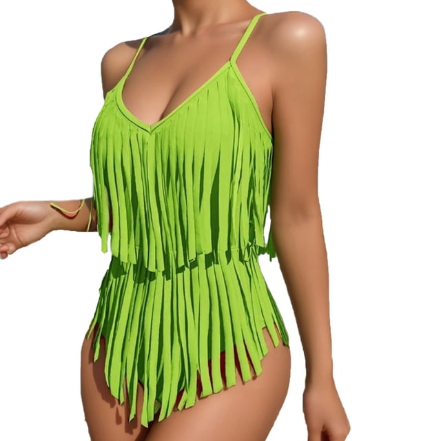 LSLJS Maillot de Bain Bikini une Pièce Rembourré Grande Taille Imprimé Superposé pour Femmes