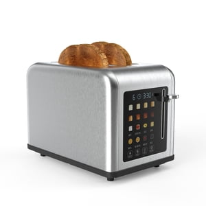 Rae Dunn 2 Slice Smart Toaster, Digital Display, Wide Slots, 8 Browning Levels, 6 Bread Types, 4 Functions (Defrost, Reheat, Cancel, Add Time), 825W Digital Stainless St