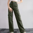 thumbnail image 2 of Chbgutlmr Pantalon Cargo pour Femmes Taille Élastique Jambe Droite Extérieur Ample Décontracté Pantalon de Randonnée Automne, 2 of 6