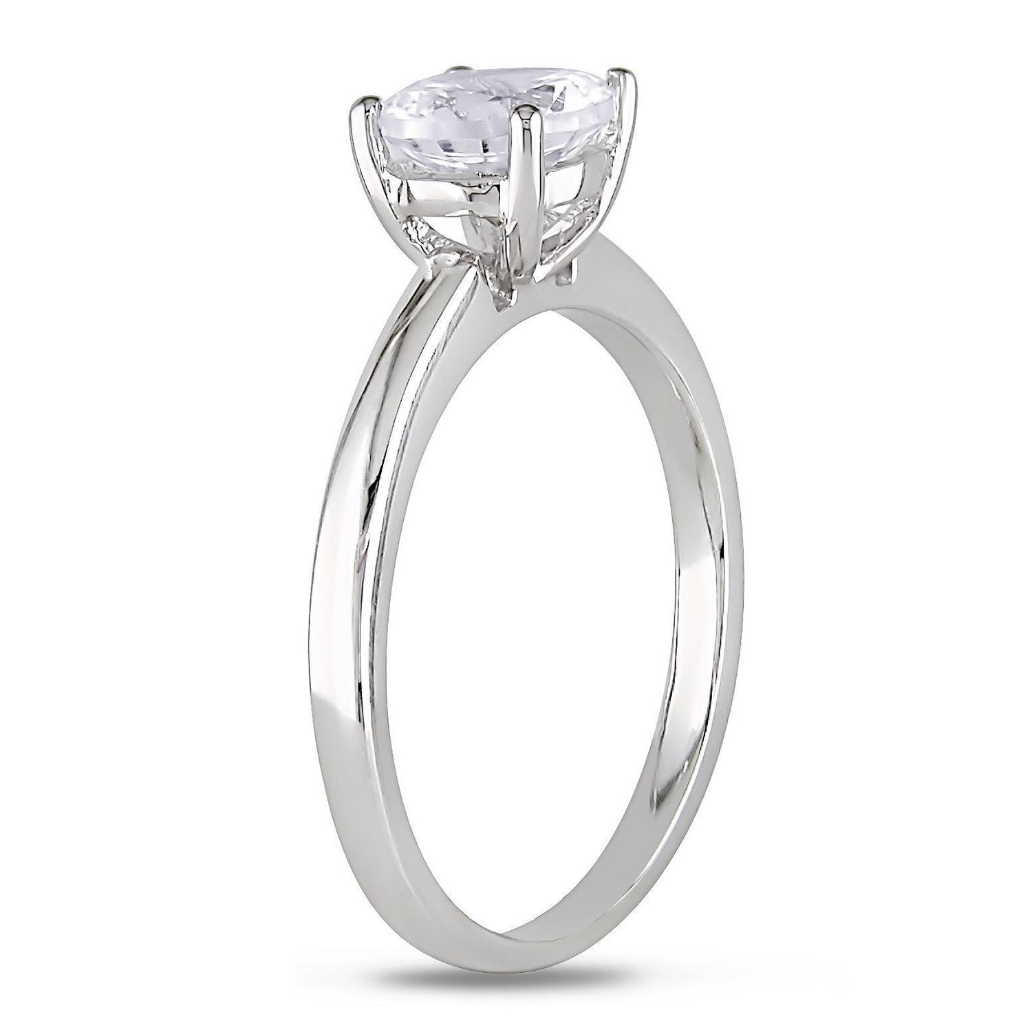 Bague de fiançailles Miabella avec 1.25 carat de saphir blanc solitaire synthétique en or blanc 10k