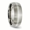 thumbnail image 4 of Titanium Sterling Silver Inlay 8mm Brushed Band Ring 12 Size, 4 of 6