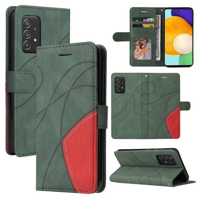 Case for Samsung Galaxy A52 5G Leather Wallet Book Flip Folio Stand View Cover - Green
