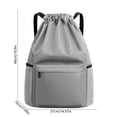 thumbnail image 3 of HHBEAUTY Gray Drawstring Gym Bag for Men, Waterproof Drawstring Backpack for Women, Swim Bag with Shoes Compartment, Pull String Sport Bag for Soccer and Basketball, 3 of 7